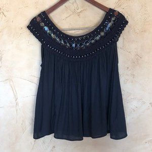 Free People Black flowy off the shoulder w/ rings